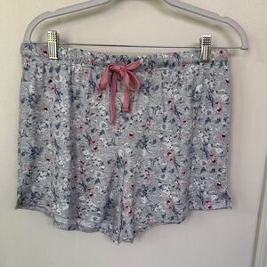 Lucky Brand Gray and Pink Floral Sleep Shorts